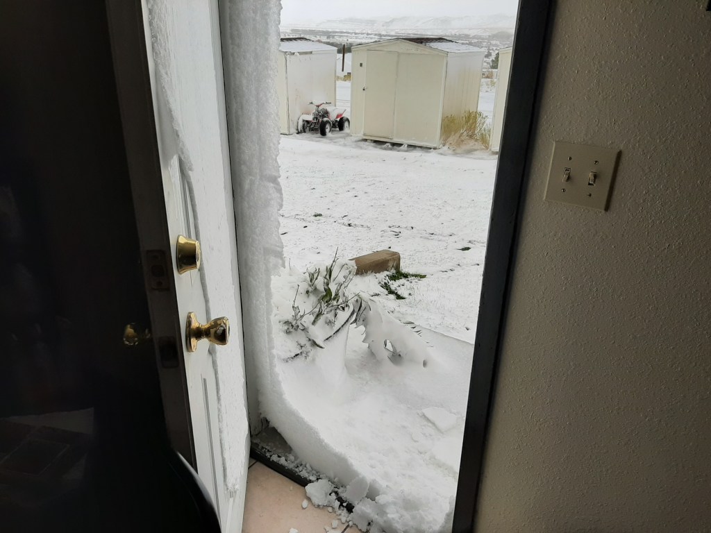 The ice ring that hung around our back door frame.